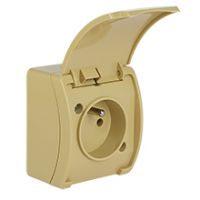 Switches and Sockets - KOALA - colour: beige - Single Socket (2P+Z) VG-1, with earthing contact, screw type terminals, IP44