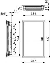 Flush Fit Distribution Board with metal doors RPDM 3x14, N+PE (42), IP40, 1000 VAC, 1500 VDC