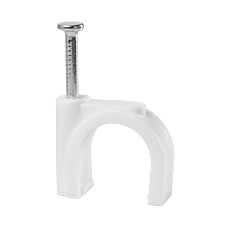 Uchwyty z gwoździem FLOP - Uchwyt kablowy z gwoździem FLOP-16, okrągły przewód ⌀16mm, biały, gwóźdź: 2.5x34mm