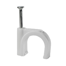 Uchwyty z gwoździem FLOP - Uchwyt kablowy z gwoździem FLOP-18, okrągły przewód ⌀18mm, biały, gwóźdź: 2.5x37mm