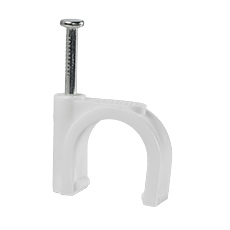Uchwyty z gwoździem FLOP - Uchwyt kablowy z gwoździem FLOP-20, na okrągły przewód, ⌀20mm, biały, gwóźdź: 3x42mm