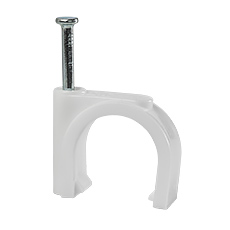 Uchwyty z gwoździem FLOP - Uchwyt kablowy z gwoździem FLOP-22, okrągły przewód ⌀22mm, biały, gwóźdź: 3x42mm