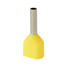 Insulated cable end terminals - Insulated cable end terminal HI 2x0,75/8-zo, yellow, Al/Cu