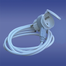 Combination plug with socket , splash proof socket with flap AWA-GP white and grey , 3x1,5mm,elektro-plast