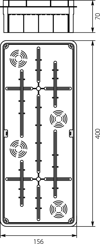 Flush junction boxes Pp/t 10     (400 x 156 x 66),elektro-plast