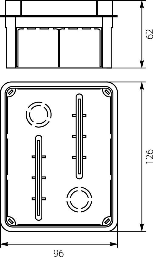 Flush junction boxes Pp/t 4     (96 x 126 x 60,5),elektro-plast