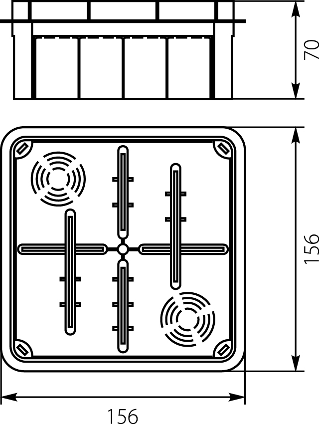 Flush junction boxes Pp/t 7     (156 x 156 x 68,5),elektro-plast