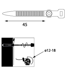 Uchwyt Paskowy Zaciskowy UP-z Φ18 UV, 45mm, czarny