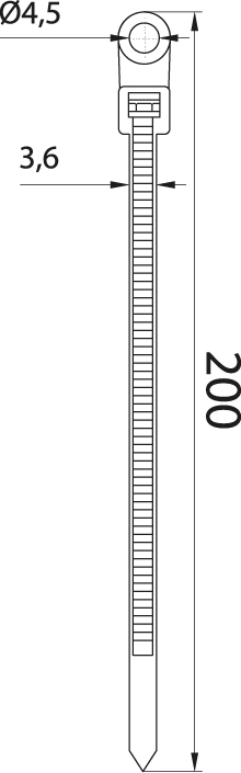 Cable tie with a hole - OZOb-4/200, white, lenght: 200mm