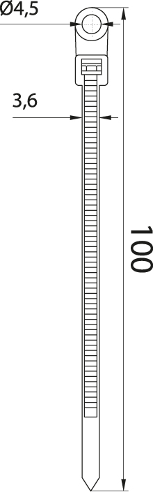 Cable tie with a hole - OZOc-4/100UV, black, lenght: 100mm