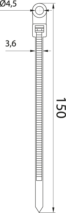 Cable tie with a hole - OZOc-4/150UV, black, lenght: 150mm
