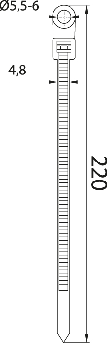 Cable tie with a hole - OZOc-5/220UV, black, lenght: 220mm
