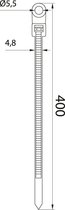 Cable tie with a hole - OZOc-5/400UV, black, lenght: 400mm