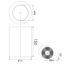 Self-Adhesive Warning Tape TOS-15bc, 15cm x 33m, white-red