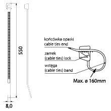 Cable tie black OZC 80-550 UV