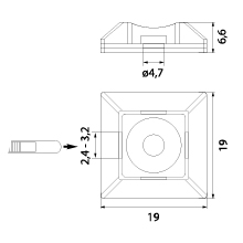 Podstawka Montażowa PMS-19-19-UV-100, czarna, samoprzylepna