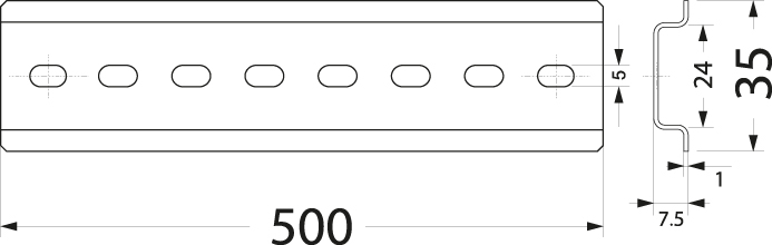 Bracket WTH 206/TH35/500P, perforated
