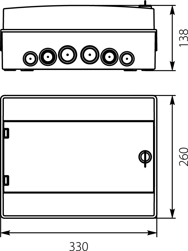 Rozdzielnica hermet. RH-12/B (białe drzwi), listwy zaciskowe, wspornik TH35, IK07, 1000V DC, IP65,elektro-plast