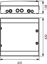 Hermetic Distribution Board RH-36/2/UV, AC/DC, 1500VDC, 500VAC, IP65, color: gray