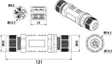 Cable Connector SPN 353, 3P, 3x1.5-4.0, 250V, 16A, IP68