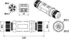 Cable Connector SPN 355, 5P, 5x1.5-4.0, 250V, 16A, IP68