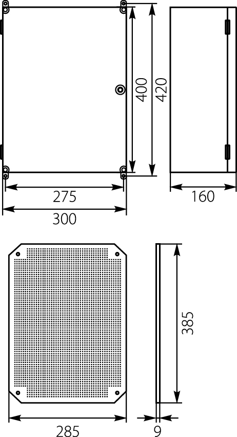 Obudowa z tworzywa UNIbox Uni-1/PM, panel membranowy P-MB-35, płyta montażowa,  uchwyty do montażu naściennego, IP65, IK07,elektro-plast