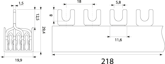 Current strip  S12 4F - 10, 63A
