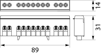 N and PE Terminal strip (insulated) - LZG-12P to TH 35 rails, colour: green