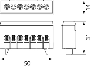 N and PE Terminal strip (insulated) - LZG-7P to TH 35 rails, colour: green