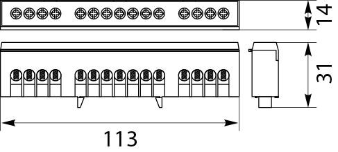N and PE Terminal strip (insulated) - LZG-15P to TH 35 rails, colour: green