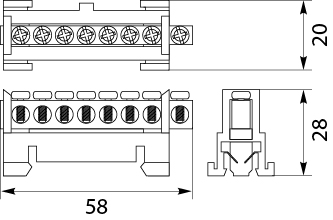 N and PE Protective terminal strip - LZOG-8P to TH 35 rails, colour: green