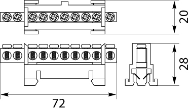 N and PE Protective terminal strip - LZOB-10P to TH 35 rails, colour: blue