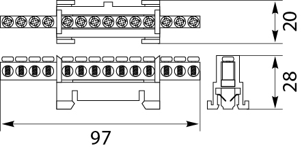 N and PE Protective terminal strip - LZOB-14P to TH 35 rails, colour: blue