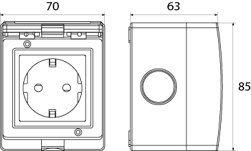 Single Socket Schuko GPNS IP55 - AQUA55, 2P+Z, 16A, 250V~, color: gray