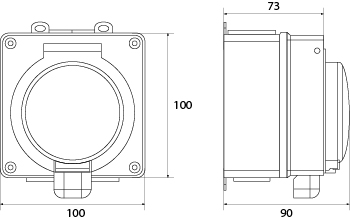 Hermetic Socket Schuko Schuko 2P+Z GHNS IP66 - AQUA66, color: gray, 16A, 250V~