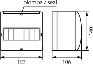 Rozdzielnica natynkowa RM-7, z szybką rewizyjną, z listwą (N+PE), IP30
