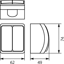 Two-Circuit Switch VW-2, screwless terminals, IP44