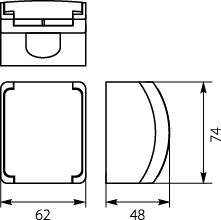Single Socket (Schuko 2P+Z) VG-1S, with Schuko type earthing contact, screw type terminals, IP44