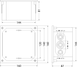 Hermetic flush-mounted facade box Ppt-EH160 INOX, IK10, IP65, stainless steel cover
