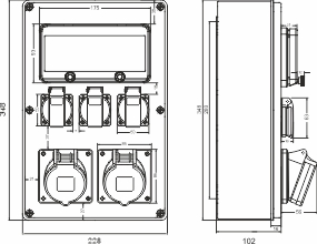 Rozdzielnica budowlana RB-1616, IP44, 2x16A/5P, 3xGS