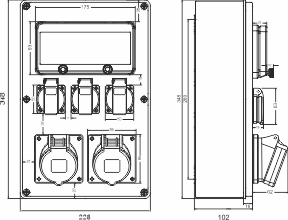 Rozdzielnica budowlana RB-3232, IP44, 2x32A/5P, 3xGS 2P+Z