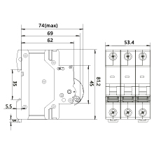 Overcurrent Circuit Breaker, 6kA, B, 3-pole, 20A OCB/B20/3P