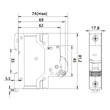 Overcurrent Circuit Breaker, 6kA, C, 1-pole, 20A OCB/C20/1P