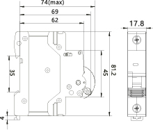 Overcurrent Circuit Braker OCB/C6/1P, 6kA, C, 1-pole, 6A