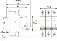 Overcurrent Circuit Braker OCB/C63/3P, 6kA, C, 3-pole, 63A
