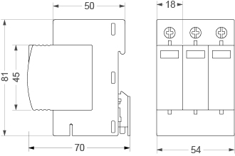 Surge Protective Device PV 3P (T1+T2 DC), BY7-40 1000VDC