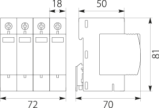 Surge protection device BY7-40 / 4-275 B + C 4P (T1 + T2 AC)