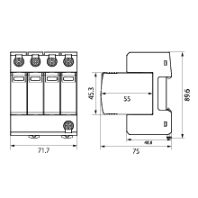 Surge Arrester Device B+C 4P (T1+T2 AC) 8kA BY7-8/4-275