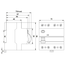 Residual Current Circuit Breaker 25A, 30mA, 4-pole type AC RCD/25A/4P