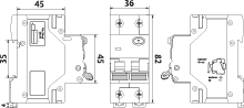 Residual Overcurrent Circuit Braker with overcurrent protection RCBO/25A/2P, B25A, 30mA, 2-pole (1P+N) type AC